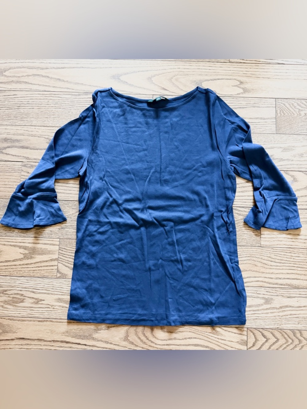 Lauren Ralph Lauren Navy Blue Boatneck 3/4 Sleeve Top